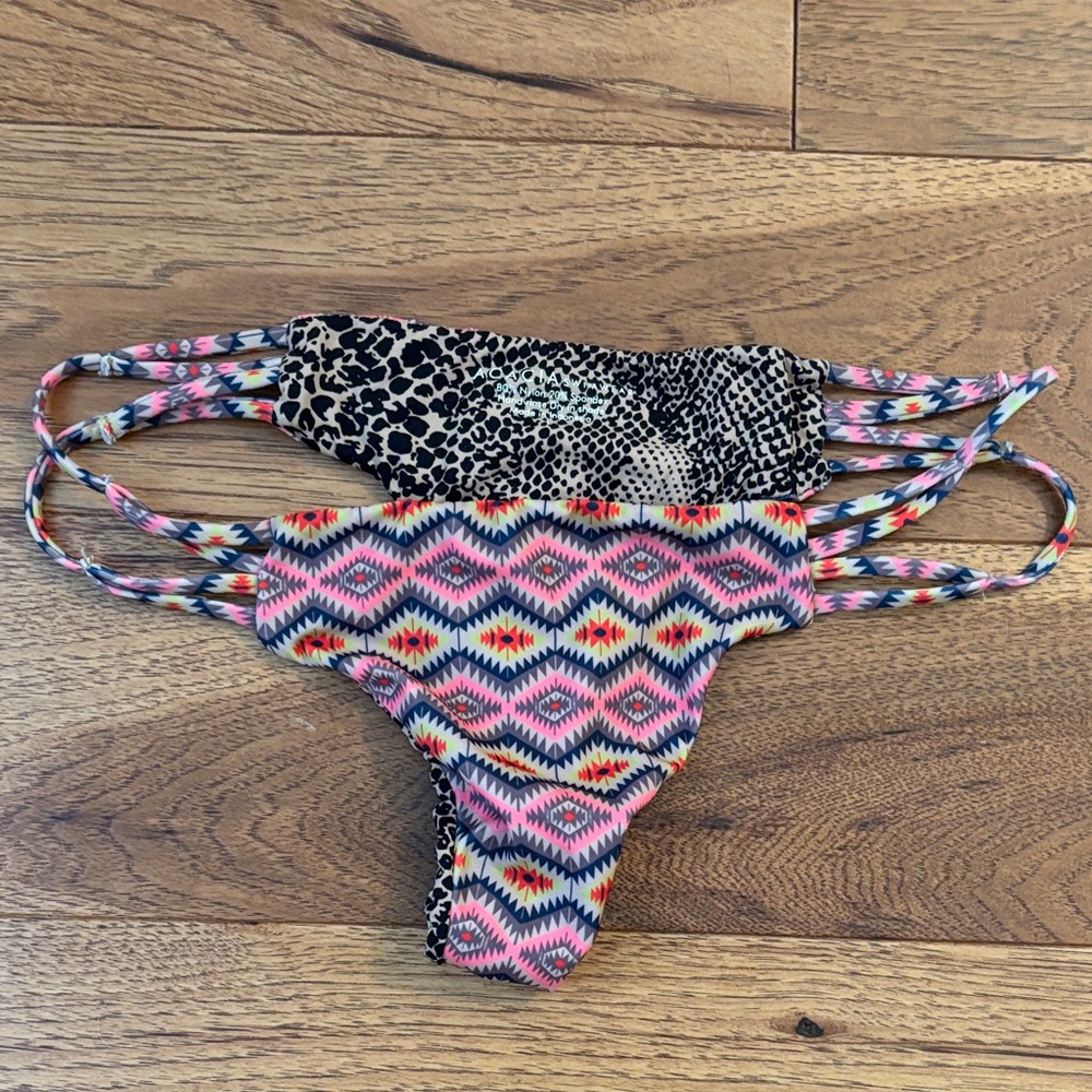 acacia swimwear Leopard Print Bikini Bottoms - Black & Tan